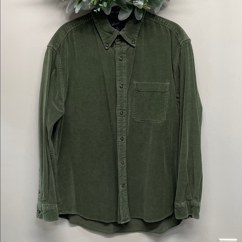 J. Ashford 100% Cotton Corduroy Long Sleeve Button Down Shirt M